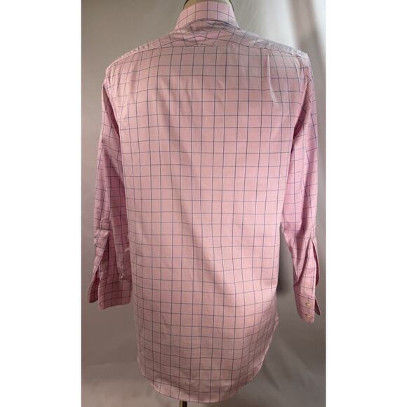 Charles Tyrwhitt Mens Dress Shirt Button Pink Blue Plaid Non Iron Classic 15 1/2 - Picture 4 of 8